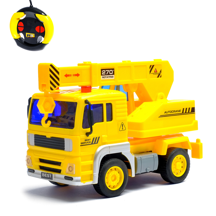 Машина радиоуправляемая "Строительный кран", работает от батареек, масштаб 1:20, свет