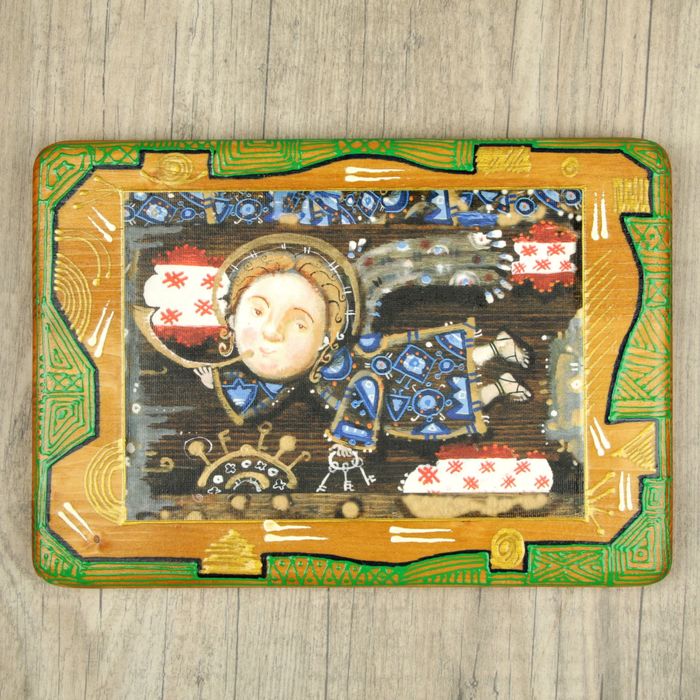 Панно декоративное "Ангел. Летящий с трубой" 20х30 см