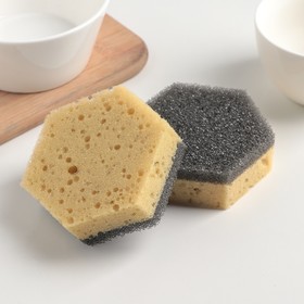Набор губок кухонных для деликатных поверхностей и тефлоновой посуды PRIDE Teflon, 7×7,5 см, 2 шт, цвет МИКС
