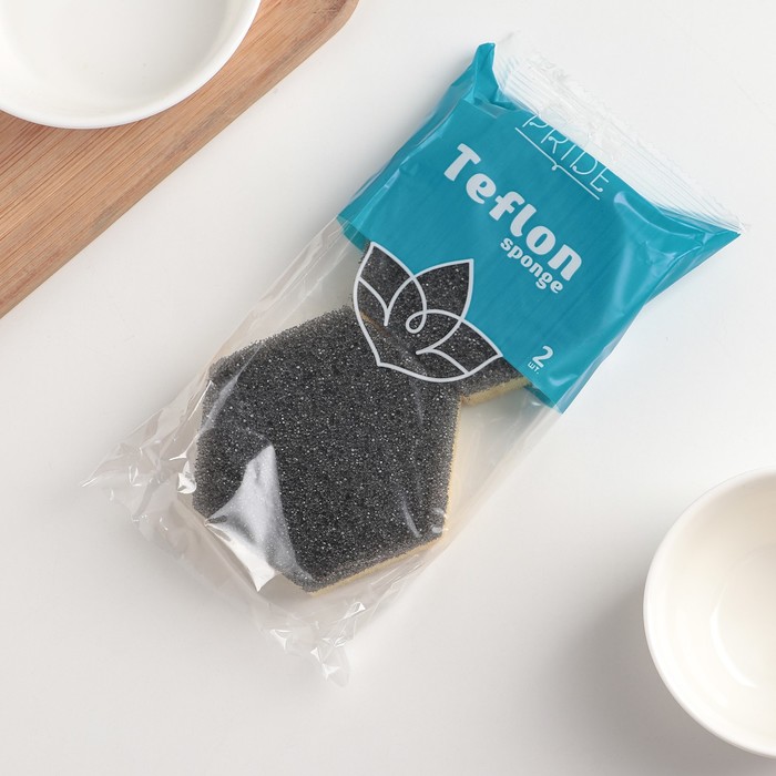 Губка бытовая "TEFLON" 2 шт 7х7,5см