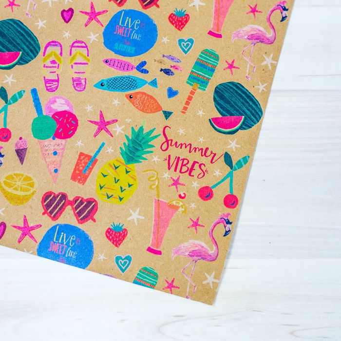 Бумага упаковочная крафтовая «Summer vibes», 50 × 70 см