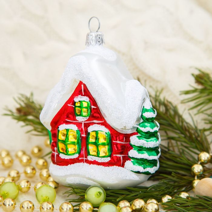 Ёлочная игрушка "Домик с елкой"