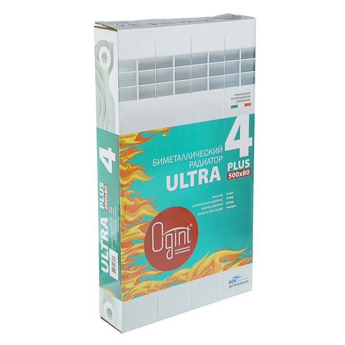 Радиатор биметаллический Ogint Ultra Plus, 500х80, 4 секции