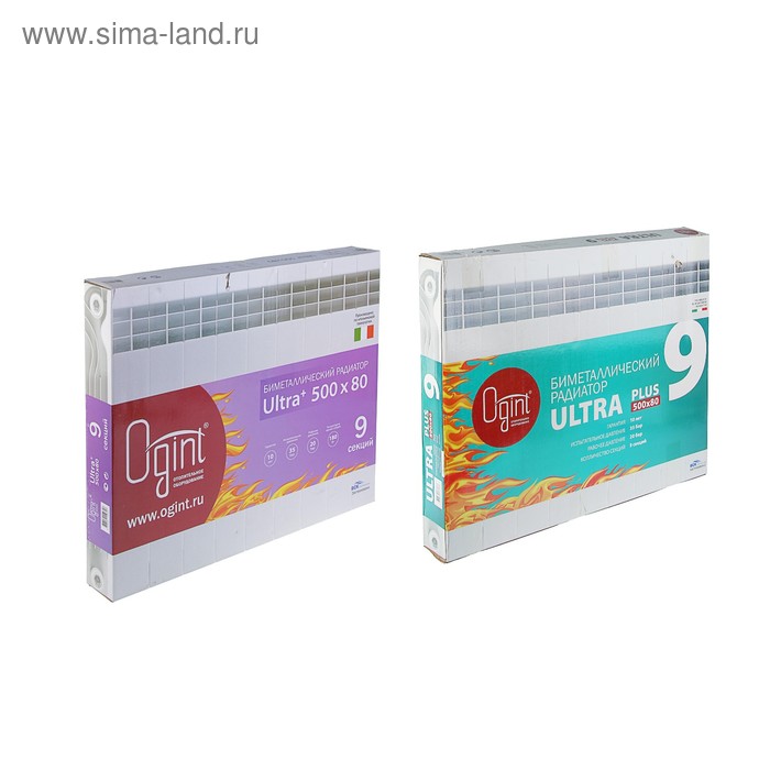 фото Радиатор биметаллический ogint ultra plus, 500х80, 9 секций