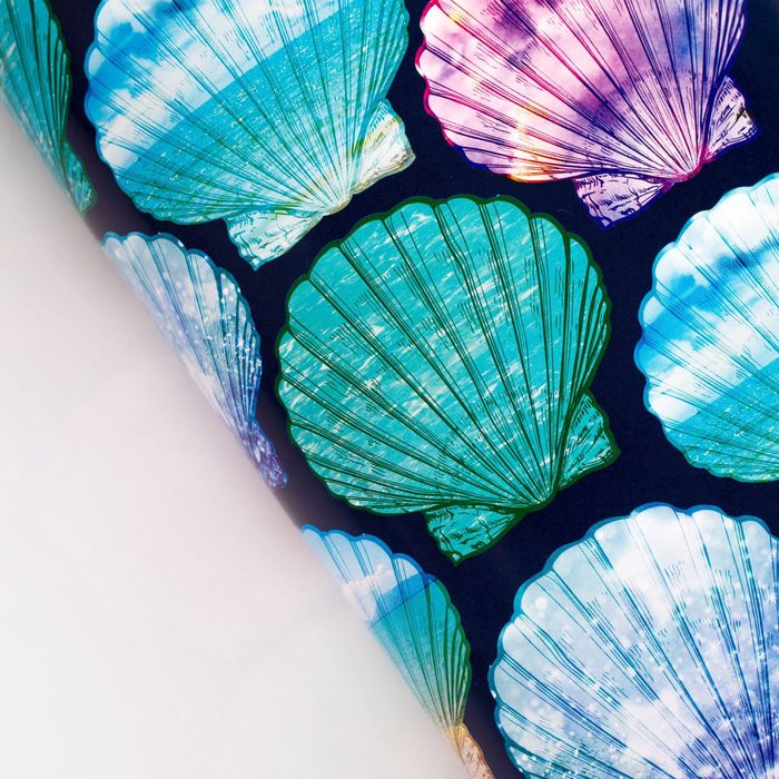 Бумага упаковочная глянцевая "Морские ракушки", 70 х 100 см