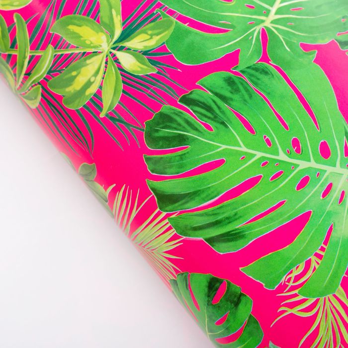 Бумага упаковочная глянцевая "Тропические пальмы", 70 х 100 см