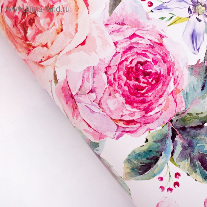 Бумага упаковочная глянцевая «Летние цветы», 70 х 100 см бумага упаковочная дарите счастье цветы в стиле гжель глянцевая 70 х 100