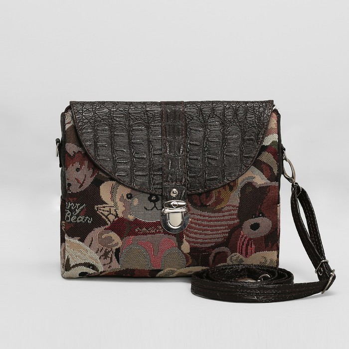 Сумка женская на молнии, 1 отдел, 3 наружных кармана, цвет коричневый