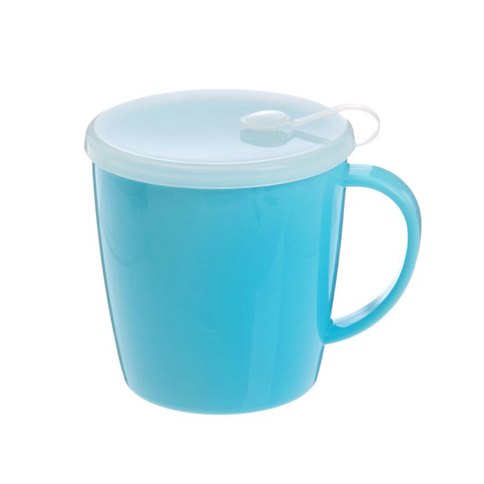 Кружка для СВЧ с крышкой, цвет голубой