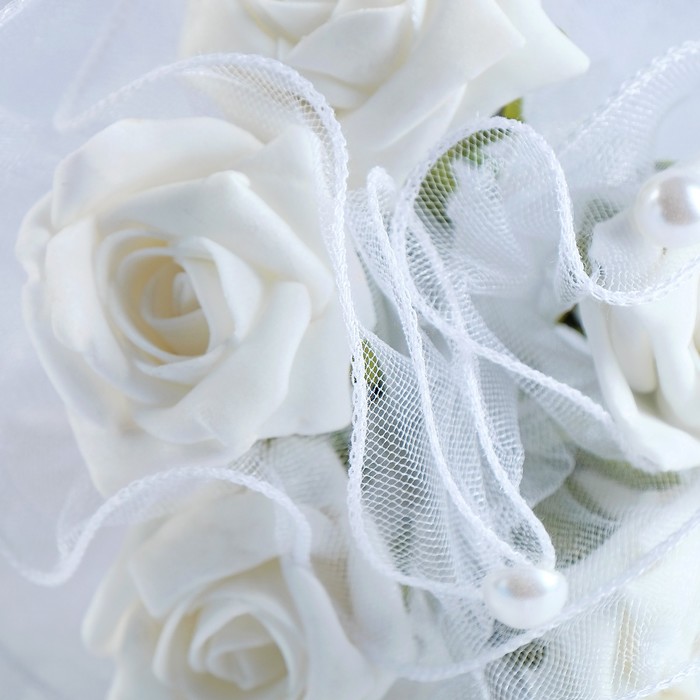 Букет невесты «Татьяна» с латексными цветами, белый, d=20 см, h=20 см