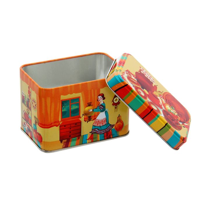 Банка для сыпучих продуктов 400 мл "Бублики" прямоугольная, 6,7х9,8 см, h=6,9 см