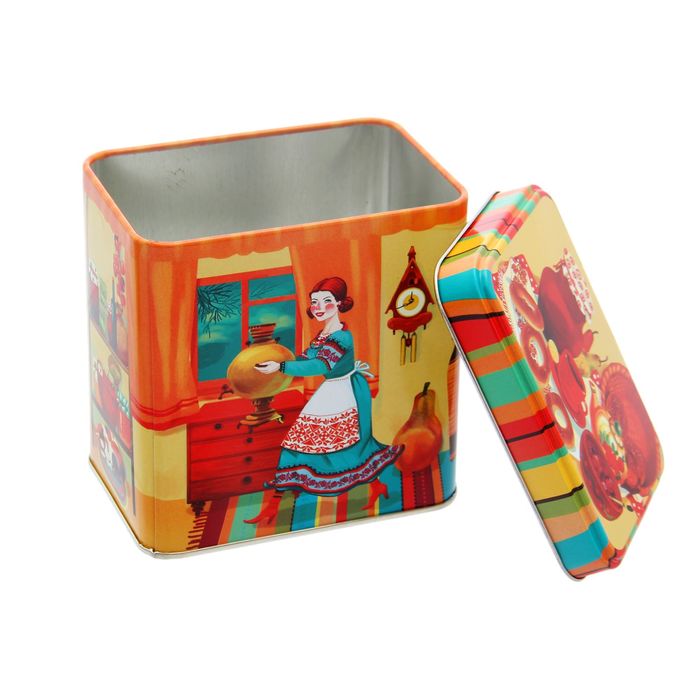 Банка для сыпучих продуктов 600 мл "Бублики" прямоугольная, 6,7х9,8 см, h=9,8 см