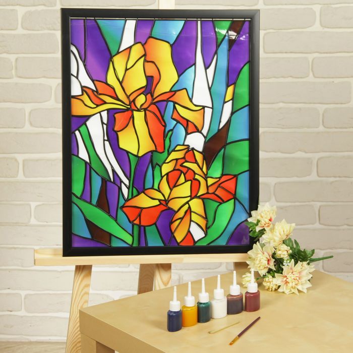 Картина-витраж "Ирисы"
