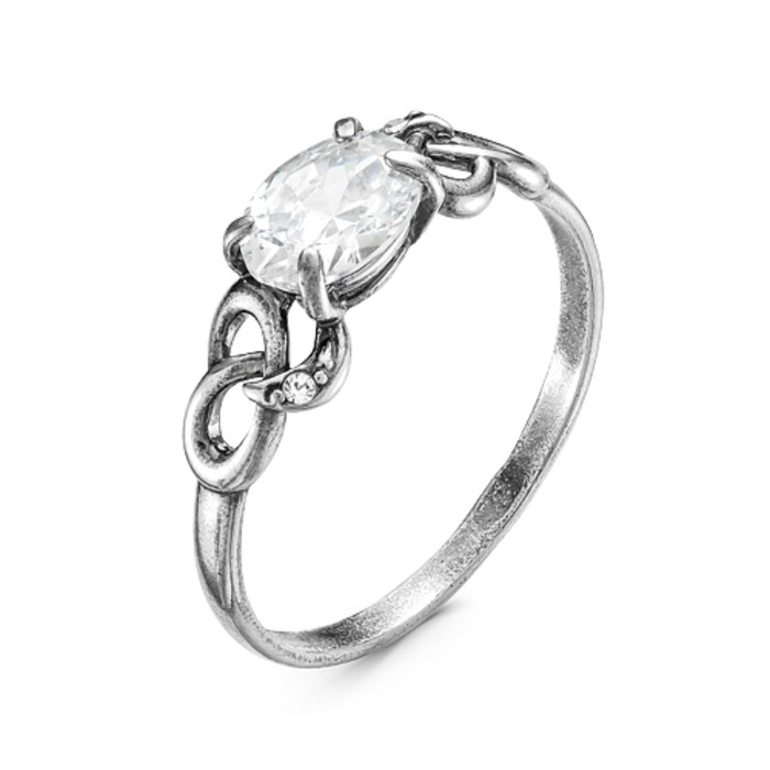 Кольцо "Камушек", посеребрение с оксидированием, 18.5 размер