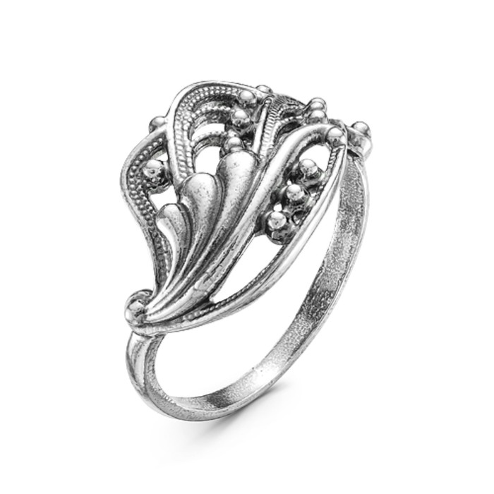 Кольцо "Ветер", посеребрение, 17 размер