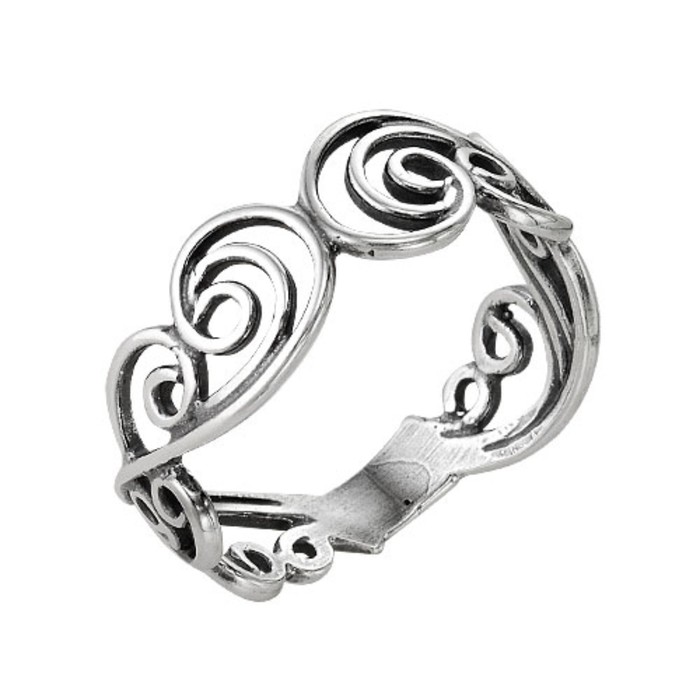 Кольцо "Изгиб", посеребрение с оксидированием, 19 размер