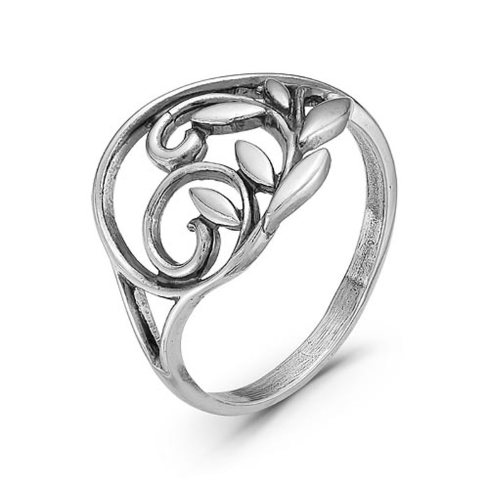 Кольцо "Листопад", посеребрение с оксидированием, 17.5 размер