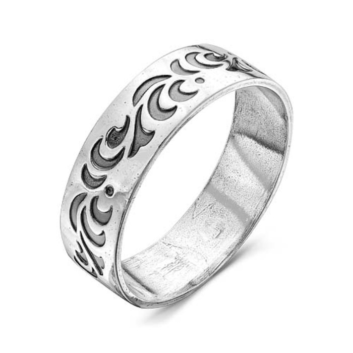 Кольцо "Волны", посеребрение с оксидированием, 18 размер