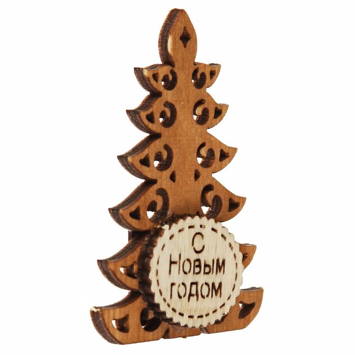 Магнит из фанеры "С новым годом" 6,5х7 см