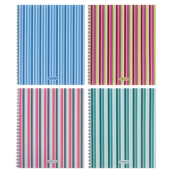 Тетрадь 48 листов клетка на гребне "Полоски", обложка мелованный картон, ВД-лак