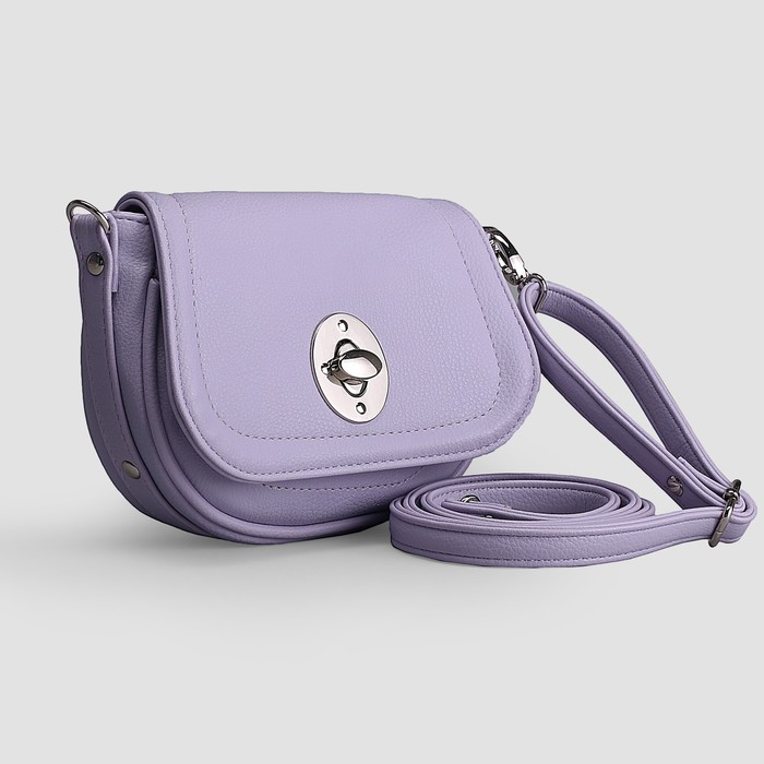 Сумка женская, 1 отдел, наружный карман, длинный ремень, цвет сиреневый