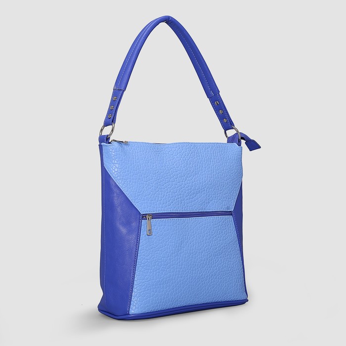 Сумка женская на молнии, 1 отдел, 2 наружных кармана, цвет голубой/синий