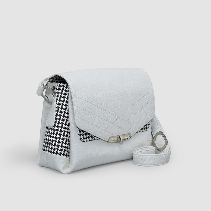 Сумка женская на клапане, 1 отдел с перегородкой, регулируемый ремень, цвет белый