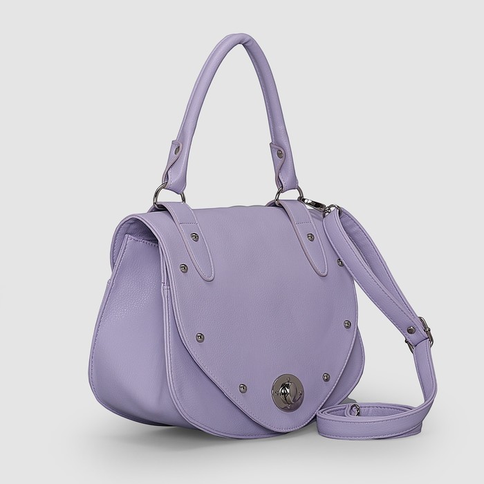 Сумка женская на клапане, 1 отдел, наружный карман, регулируемый ремень, цвет сиреневый