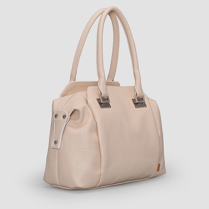 Сумка женская на молнии, 1 отдел, 3 наружных кармана, цвет бежевый