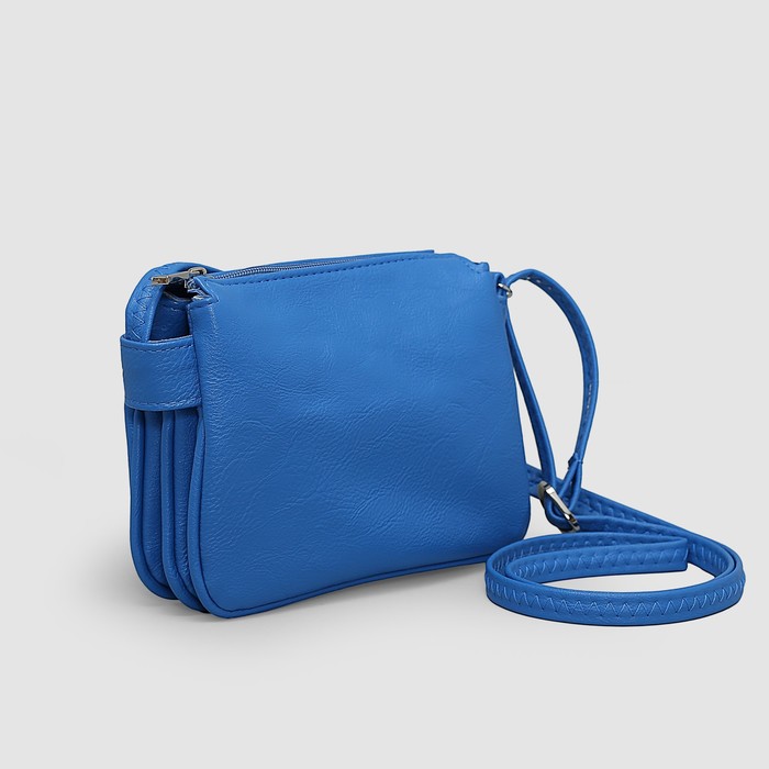 Сумка женская на молнии, 3 отдела, наружный карман, регулируемый ремень, цвет синий