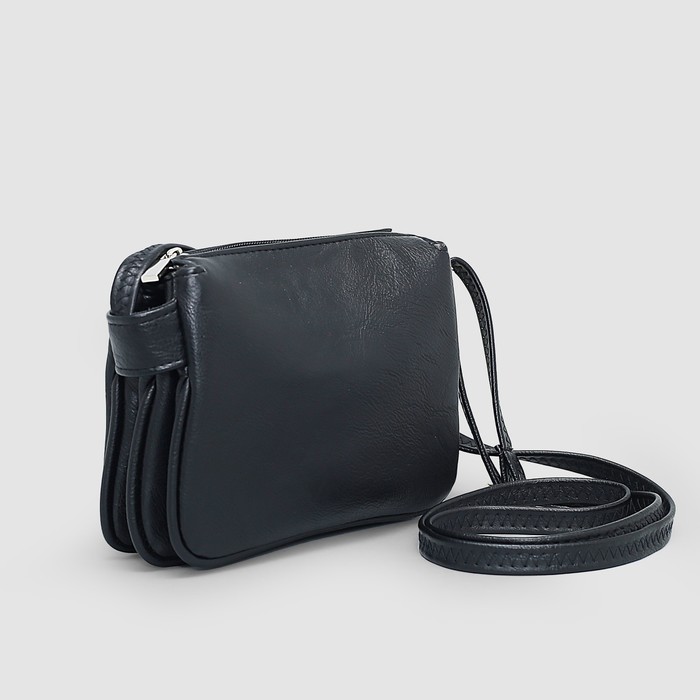 Сумка женская на молнии, 3 отдела, наружный карман, регулируемый ремень, цвет чёрный