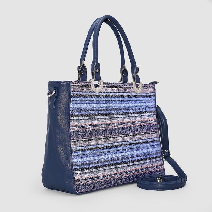 Сумка женская на молнии, 1 отдел с перегородкой, наружный карман, длинный ремень, цвет синий