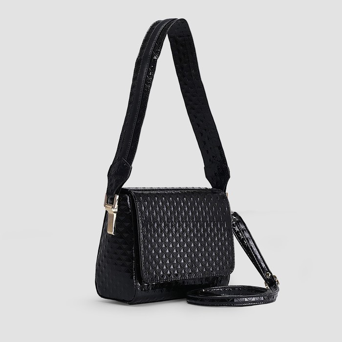 Сумка женская на молнии, 1 отдел, длинный ремень, цвет чёрный