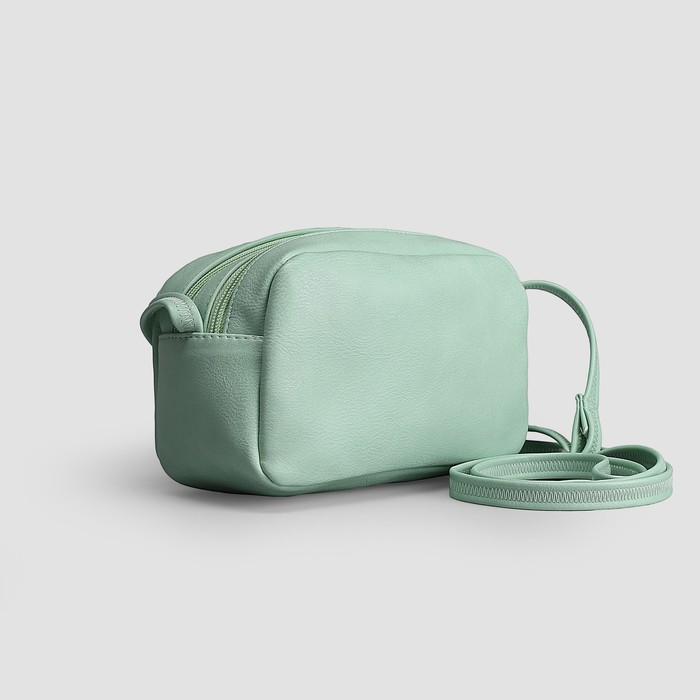 Сумка женская на молнии, 2 отдела, регулируемый ремень, цвет мятный