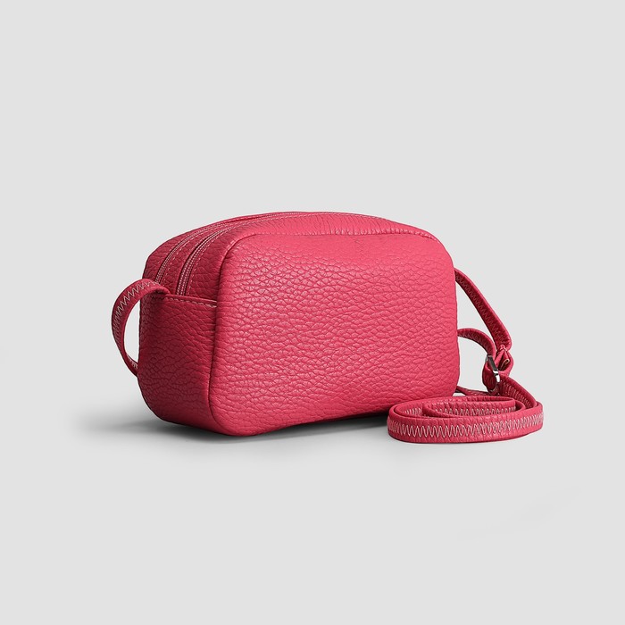 Сумка женская на молнии, 2 отдела, регулируемый ремень, цвет малиновый