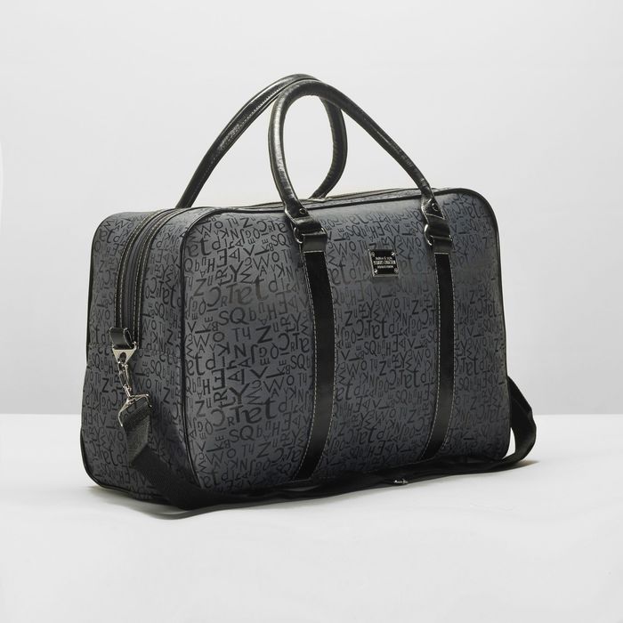 Сумка дорожная «Буквы», отдел на молнии, наружный карман, ремень, цвет серый