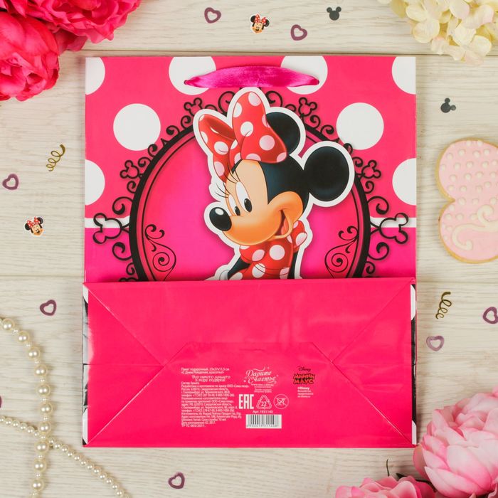 Пакет ламинированный вертикальный "С Днем Рождения, красотка!", Минни Маус, 23 х 27 х 11.5 см