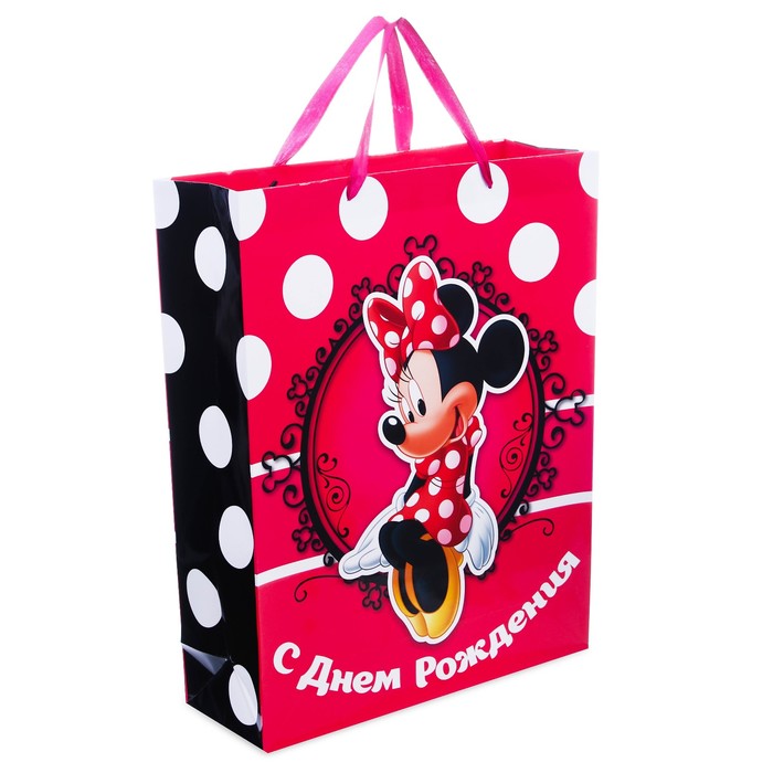 Пакет ламинированный вертикальный "С Днем Рождения, красотка!", Минни Маус, 31 х 40 х 11 см
