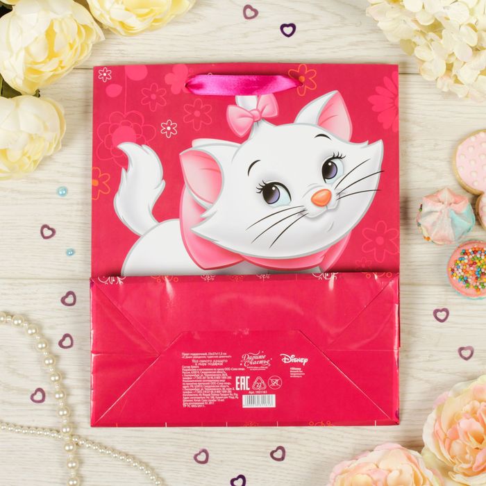 Пакет ламинированный вертикальный "С Днем рождения, чудесная девочка!", Коты аристократы, 18 х 23 х 10 см