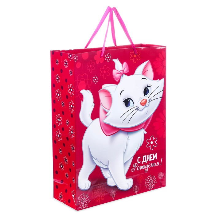 Пакет ламинированный вертикальный "С Днем рождения, чудесная девочка!", Коты аристократы, 23 х 27 х 11.5 см