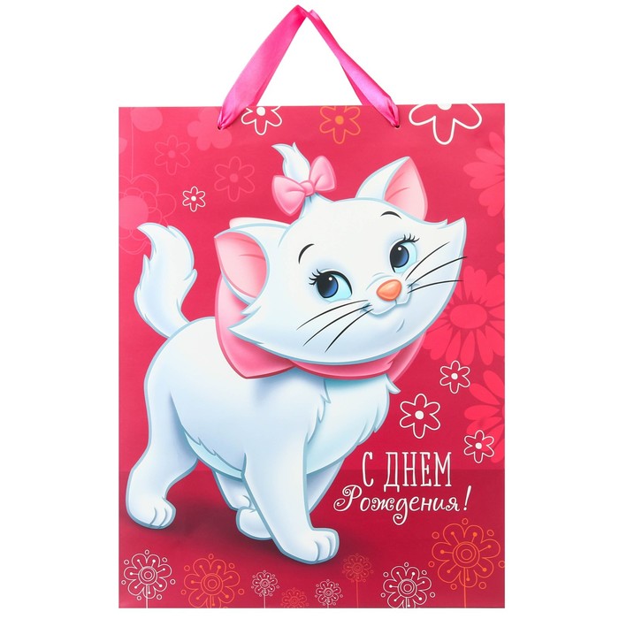 Пакет ламинированный вертикальный "С Днем рождения, чудесная девочка!", Коты аристократы, 31 х 40 х 11 см