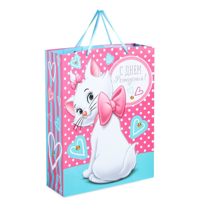 Пакет ламинированный вертикальный "С Днем рождения, милая девочка!", Коты аристократы, 18 х 23 х 10 см