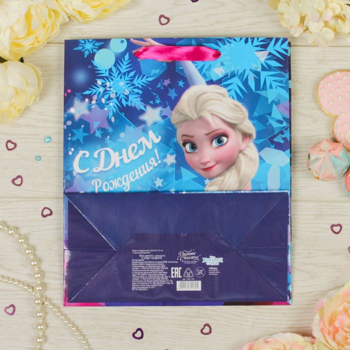 Пакет ламинированный вертикальный "С Днем рождения!", Холодное сердце, 31 х 40 х 11 см