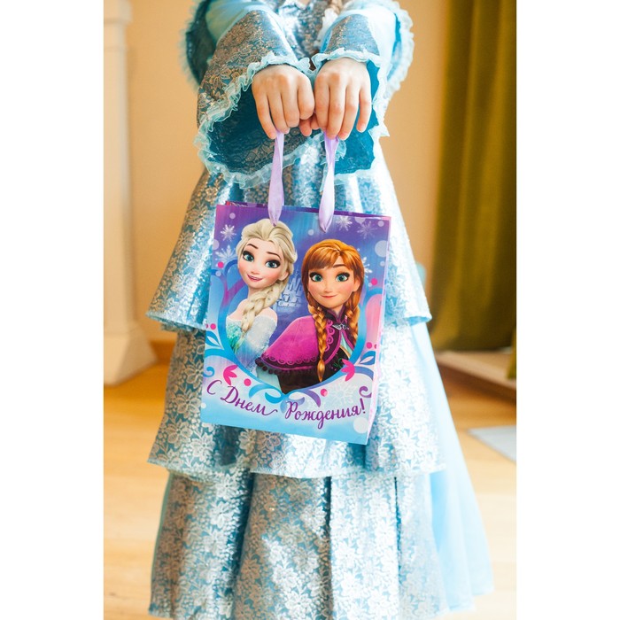 Пакет ламинированный вертикальный "В День рождения", Холодное сердце, 18 х 23 х 10 см