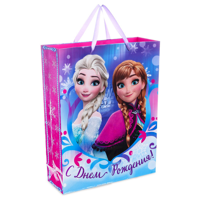 Пакет ламинированный вертикальный "В День рождения", Холодное сердце, 23 х 27 х 11.5 см