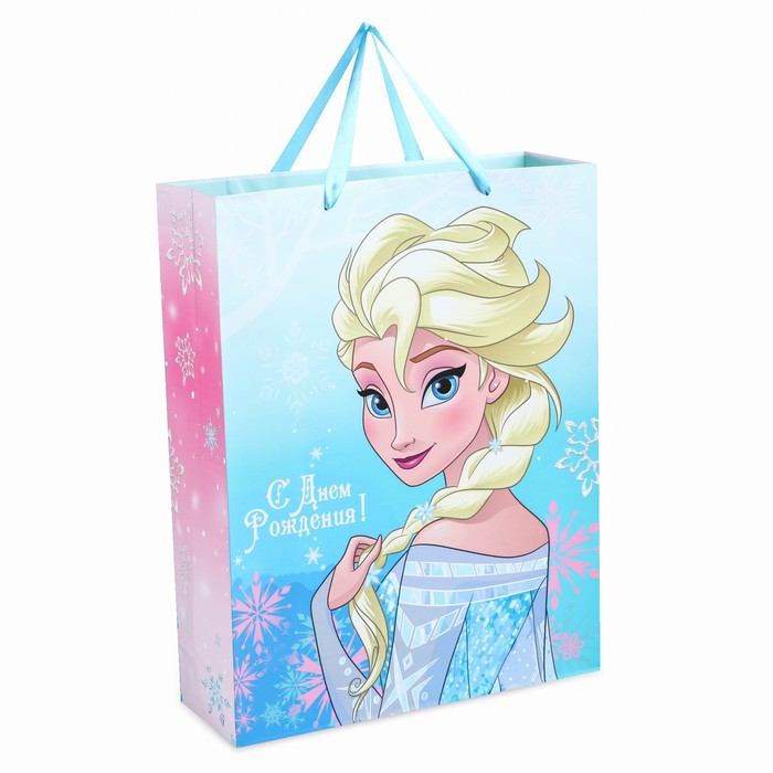 Пакет ламинированный вертикальный "С Днем твоего рождения!", Холодное сердце, 23 х 27 х 11.5 см