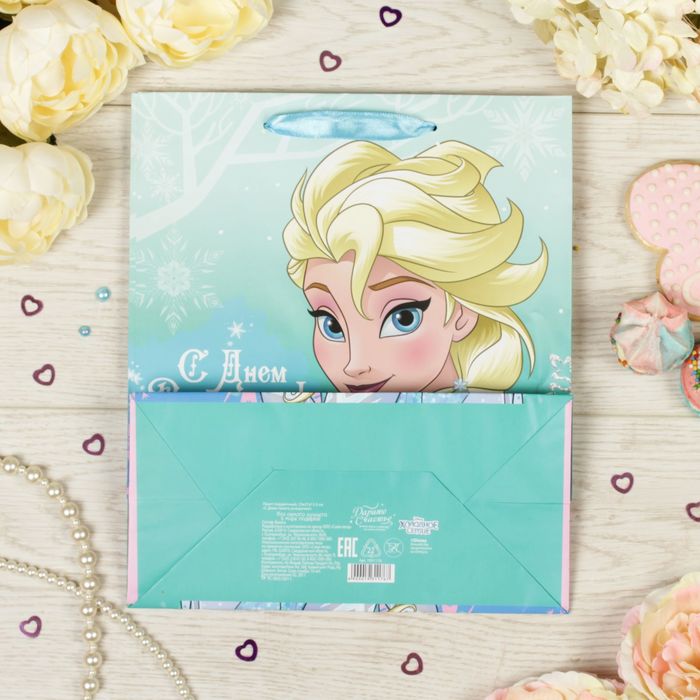 Пакет ламинированный вертикальный "С Днем твоего рождения!", Холодное сердце, 23 х 27 х 11.5 см