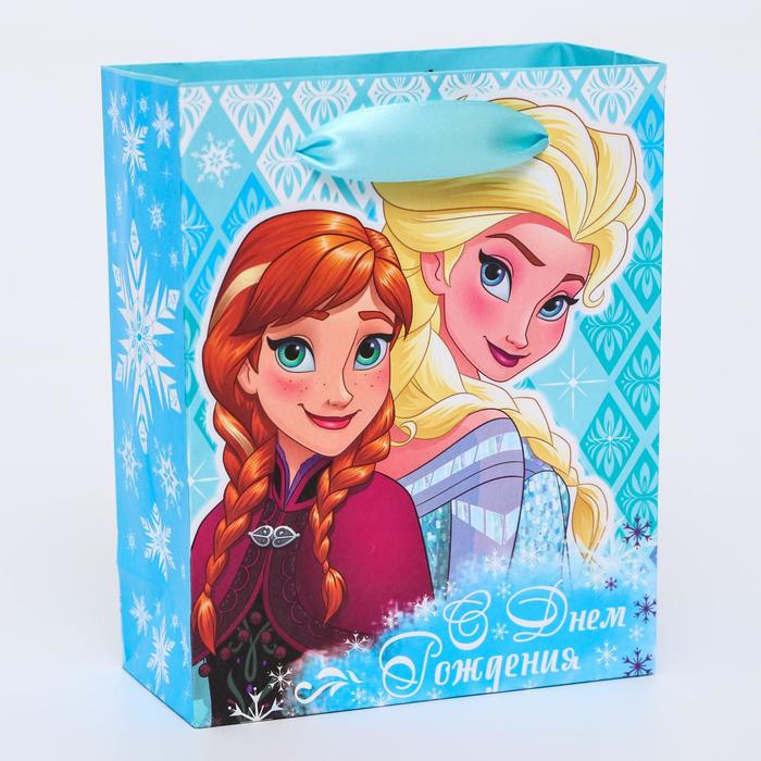 Пакет ламинированный вертикальный "С Днем рождения", Холодное сердце, 12 х 15 х 5.5 см