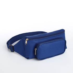 Поясная сумка на молнии, наружный карман, цвет синий