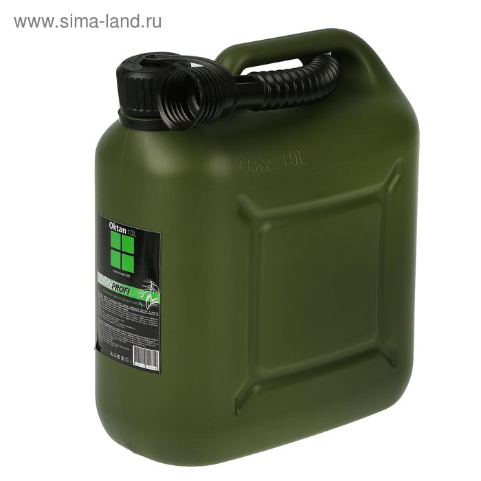 цена Канистра ГСМ Oktan PROFI, 10 л, пластиковая, усиленная, зеленая